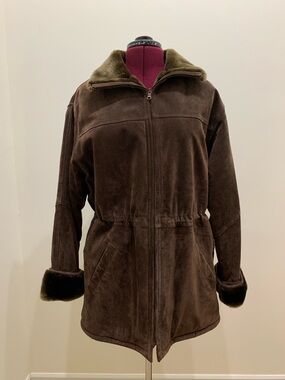 Cherokee Dark Brown Faux-Fur Lined Suede Leather Jacket